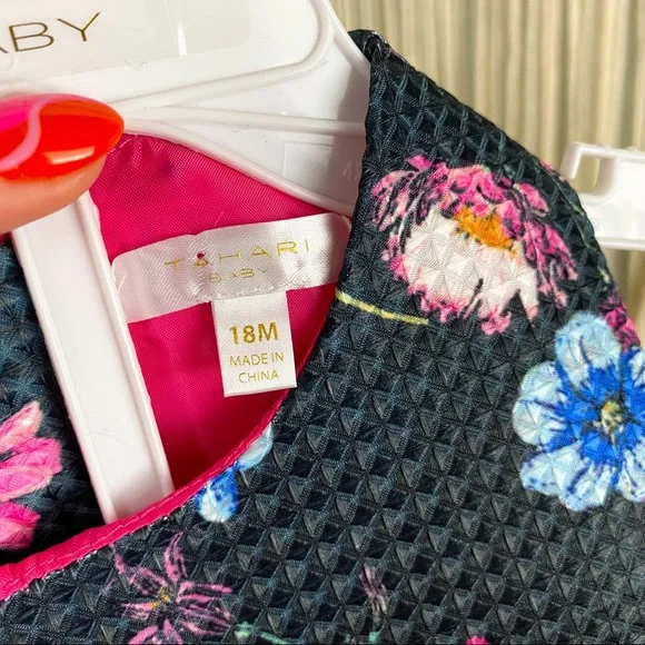 Tahari Baby NWT 2 Piece Floral Tulle Lined Sleeveless Dress Size 18 Month - Picture 8 of 14